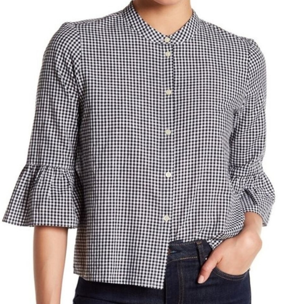 Madewell Black and White Gingham Button-Front Blouse